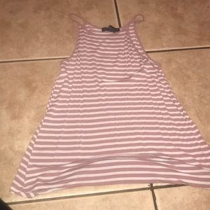 Pink and white striped tank top